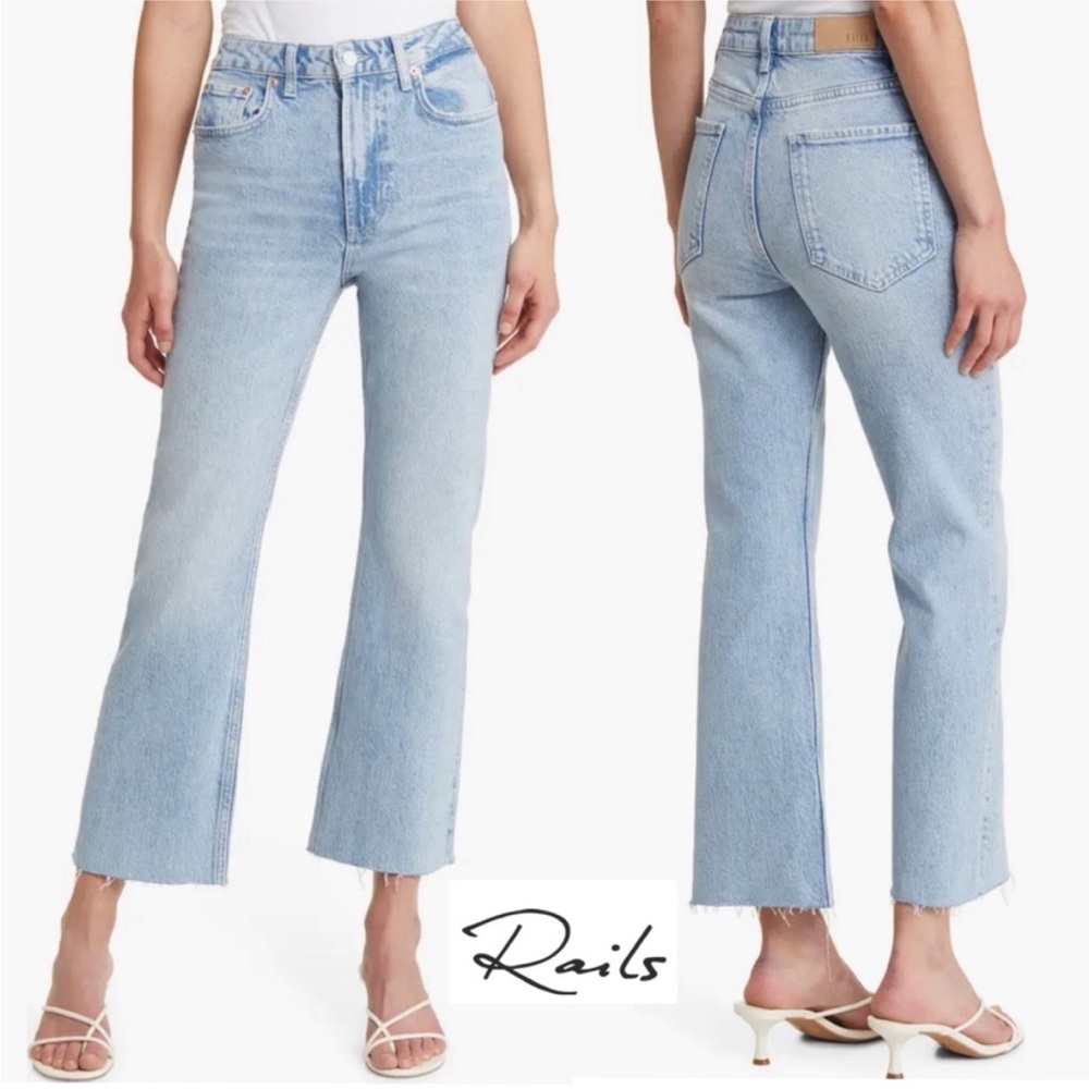 Rails Sunset High Waist Crop Flare Jeans in Snowbird Size 26 Light Wash Stretch